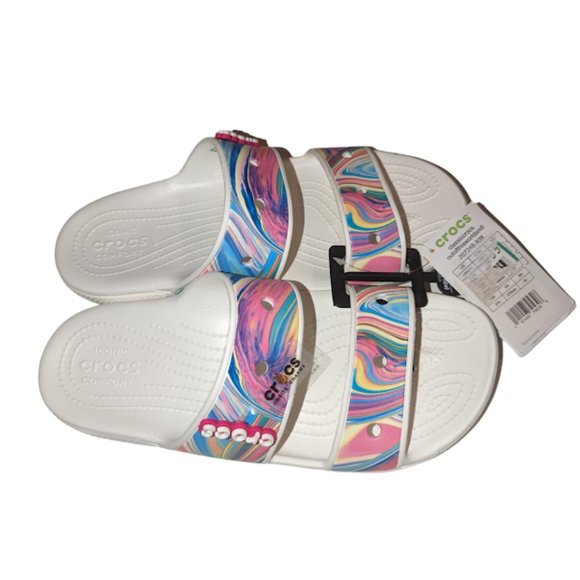 Crocs Unisex Sandals Mens Size 9 Womens Size 11 Tie Dye & Jibbitz 207248-928 New main image 7
